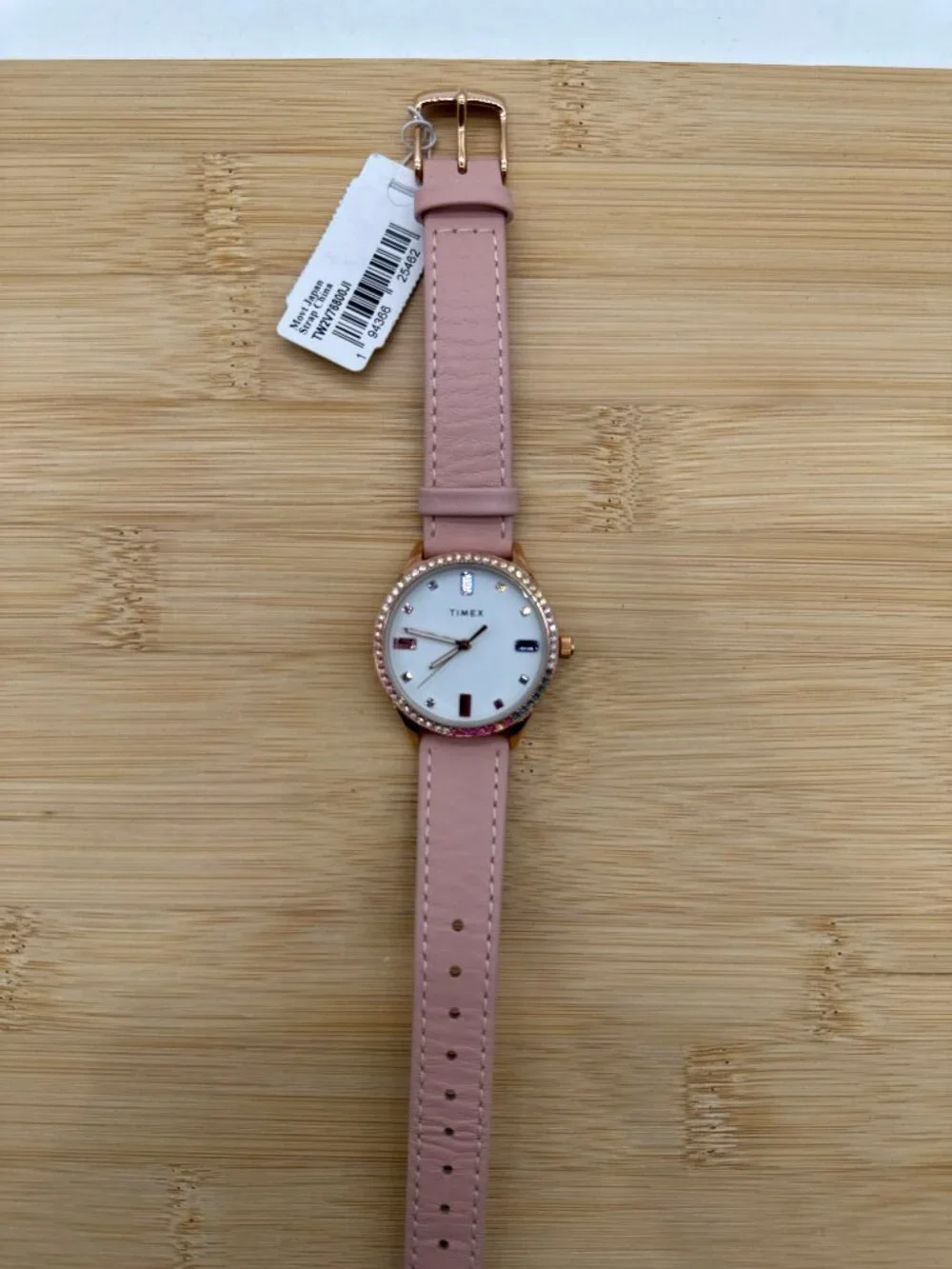 Timex Women Dress TW2V76800JI Rainbow Crystals 32mm Pink Leather Watch
